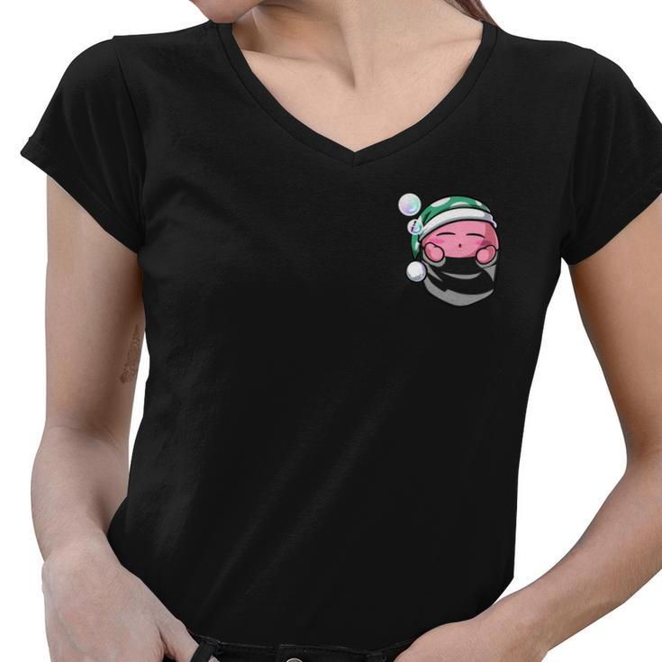 Pocket Kirby Women V-Neck T-Shirt - Thegiftio