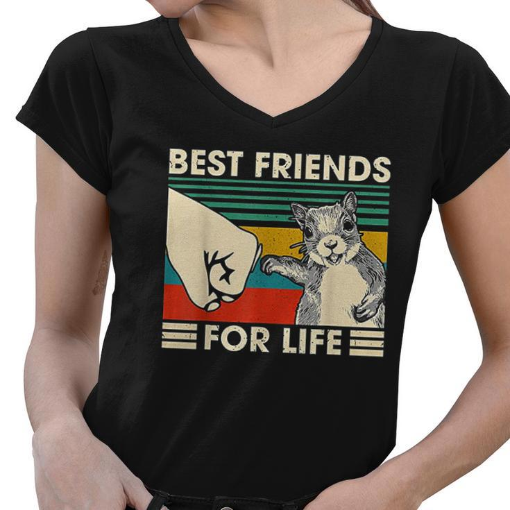 Retro Vintage Squirrel Best Friend For Life Fist Bump V2 Women V-Neck T-Shirt