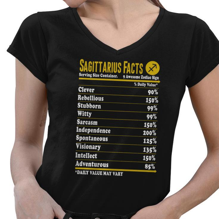 Sagittarius Facts Servings Per Container Zodiac T-Shirt Women V-Neck T-Shirt