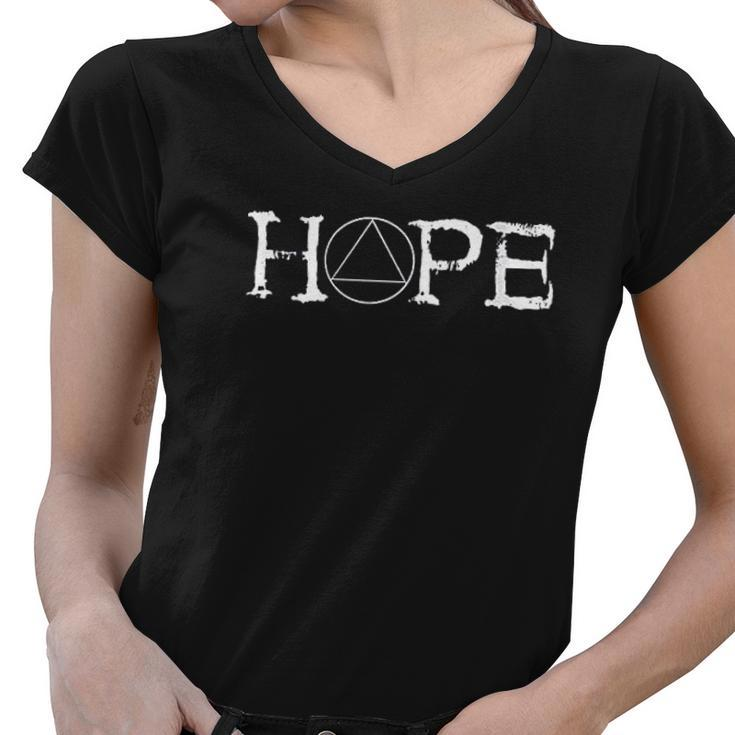Sobriety Hope Recovery Alcoholic Sober Recover Aa Support Women V-Neck T-Shirt