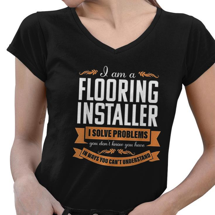 Solve Flooring Installer Carpet Installation Contractor Gift Women V-Neck T-Shirt - Thegiftio