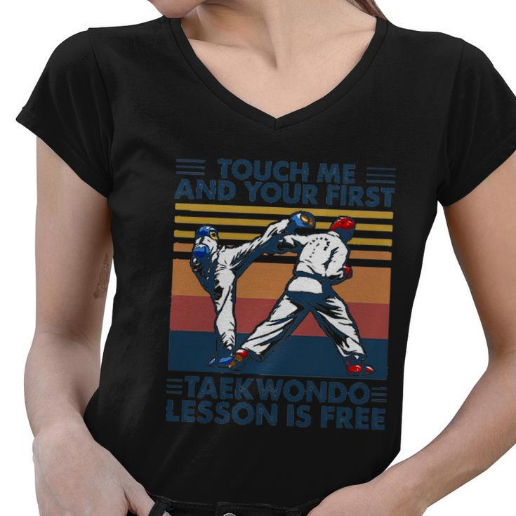 Touch Me And Your First Taekwondo Lesson Is Free V2 Women V-Neck T-Shirt