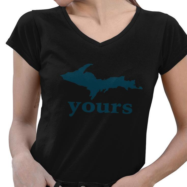 Up Yours Michigan Funny Upper Peninsula Apparel V2 Women V-Neck T-Shirt