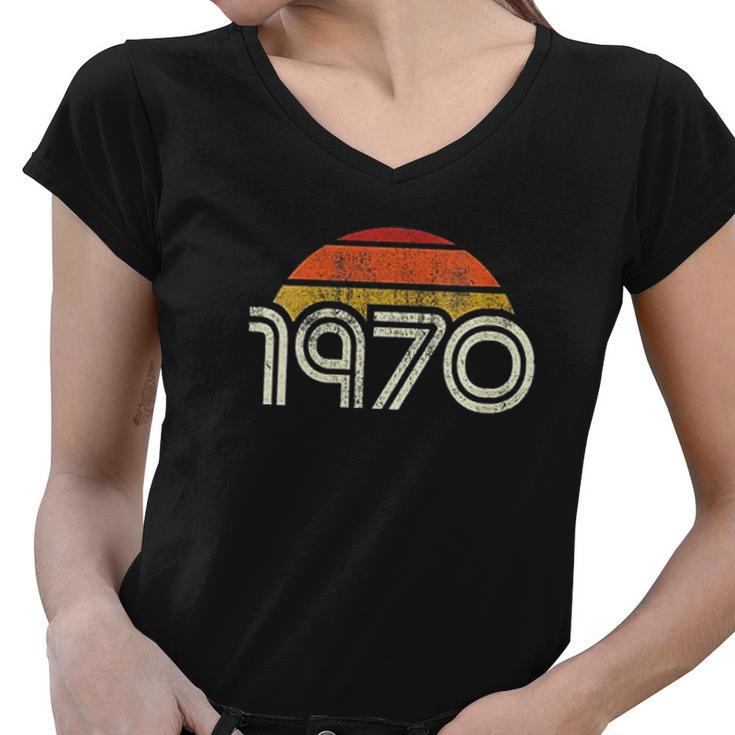Vintage 1970 Retro Birthday Women V-Neck T-Shirt