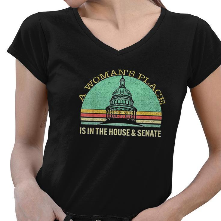 Vintage A Womans Place Is In The House And Senate Women V-Neck T-Shirt