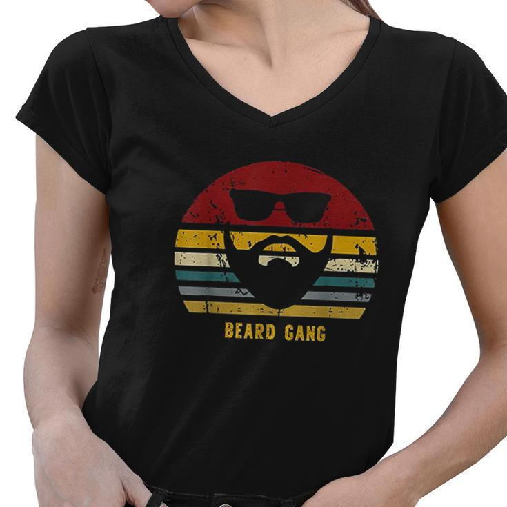 Vintage Beard Gang Funny Bearded Gift Women V-Neck T-Shirt