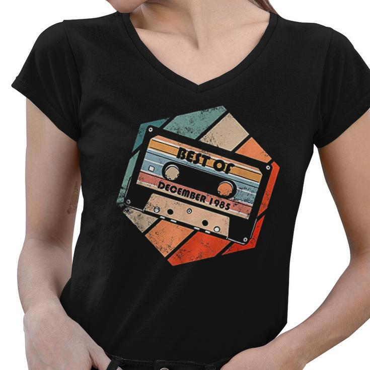 Vintage Best Of December 1985 Cassette Retro Birthday Tape Women V-Neck T-Shirt