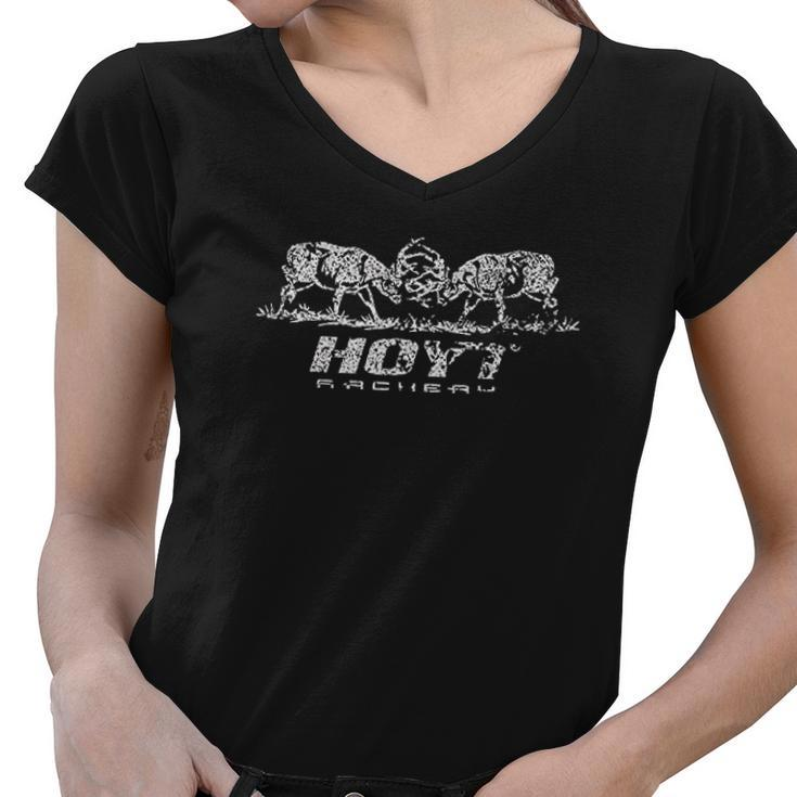 Vintage Hoyt Archery Brawling Bucks Women V-Neck T-Shirt