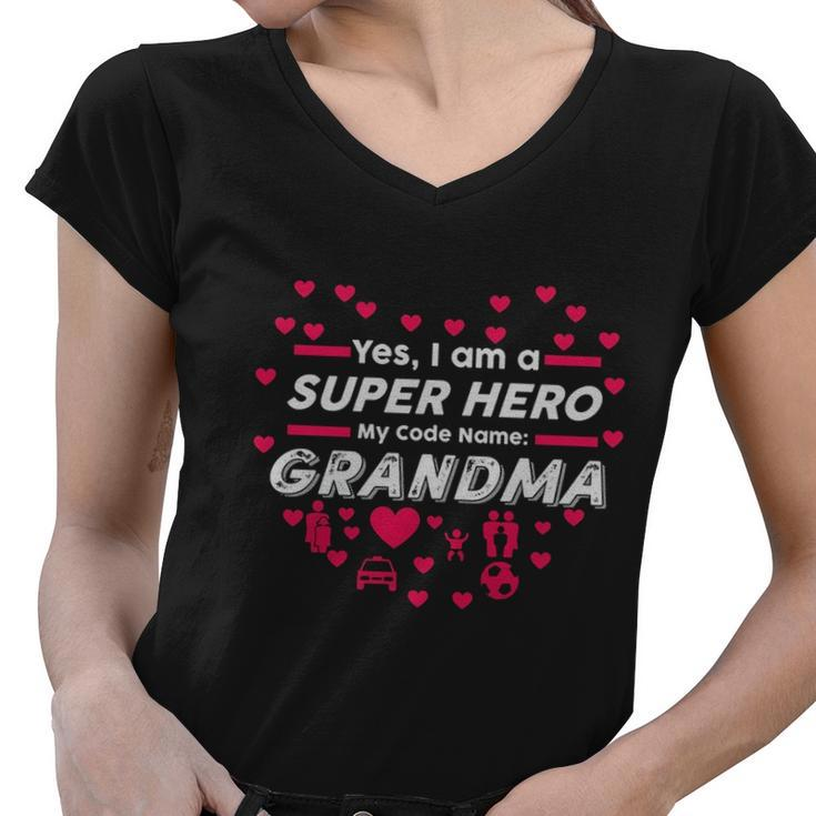 Womens Grandma Superhero Tshirt Super Hero Womens Gift Tee Women V-Neck T-Shirt