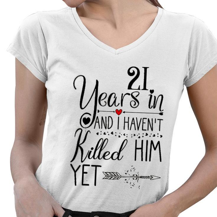 21St Wedding Anniversary Gift For Her 21 Years Of Marriage Women V-Neck T-Shirt
