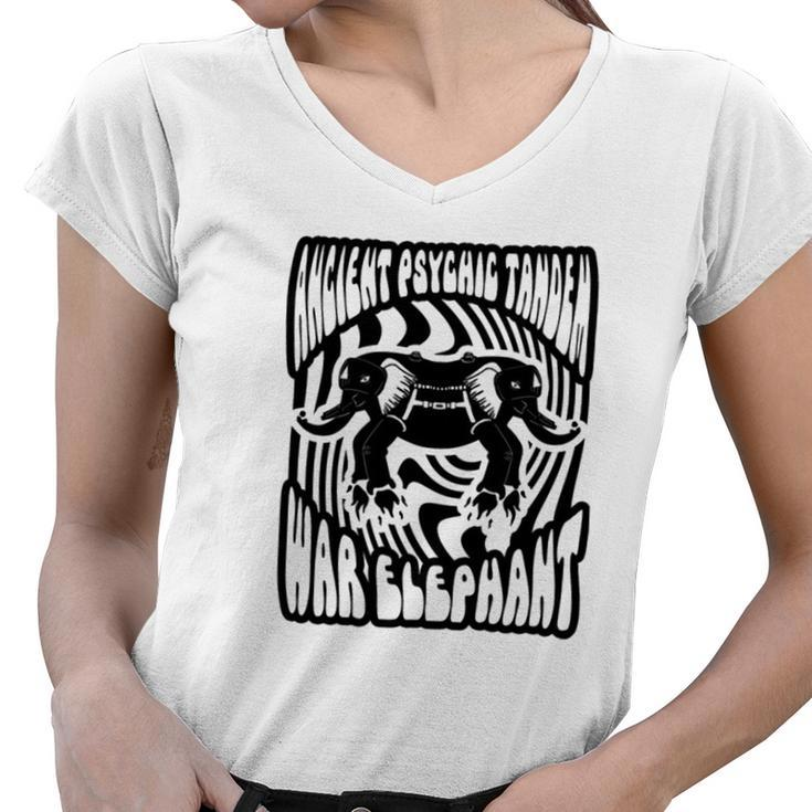 Ancient Physic Tandem War Elephant Women V-Neck T-Shirt