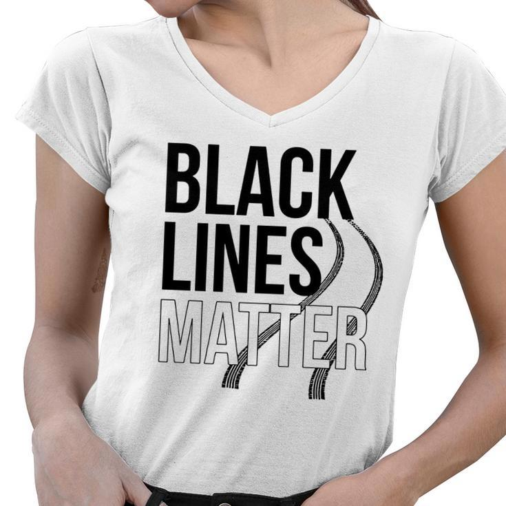 Making Black Lines Matter Funny Car Guy V2 Women V-Neck T-Shirt