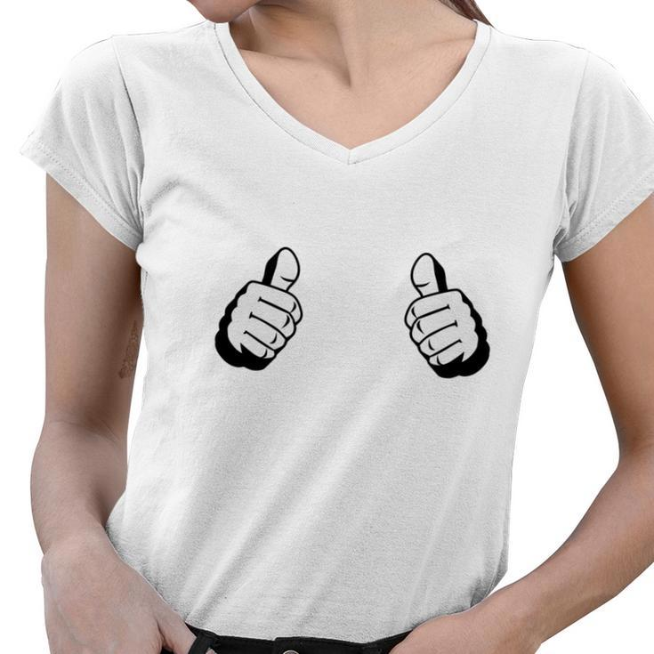 Two Thumbs Up This Guy Or Girl Custom Graphic T Women V-Neck T-Shirt