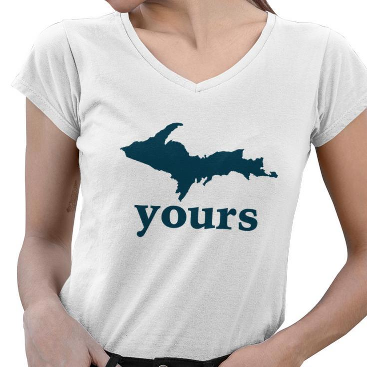 Up Yours Michigan Funny Upper Peninsula Apparel Tshirt Women V-Neck T-Shirt