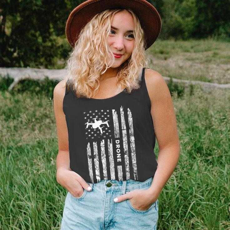 American Flag Drone Clothing - Drone Pilot Vintage Drone Unisex Tank Top