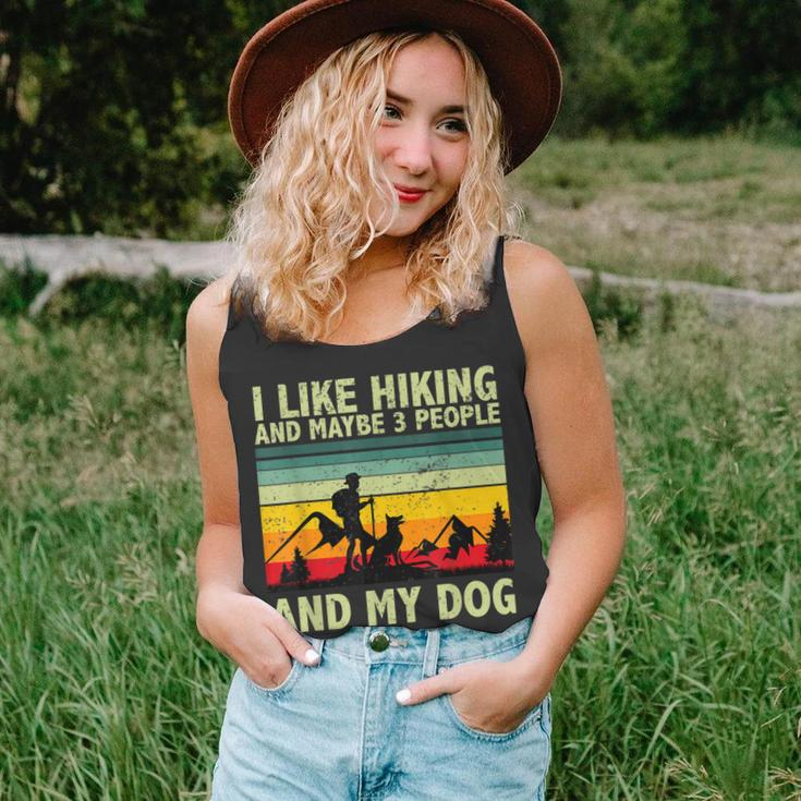 I Like Hiking And Maybe 3 People And My Dog Vintage Dog Love Unisex Tank Top