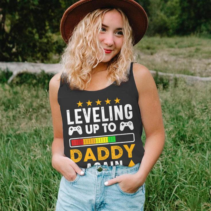 Mens Leveling Up To Daddy Again Funny Dad Pregnancy Announcement Unisex Tank Top