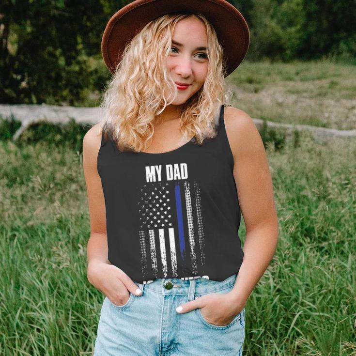 Police Father Police Flag Dad Is My Hero Back The Blue Unisex Tank Top