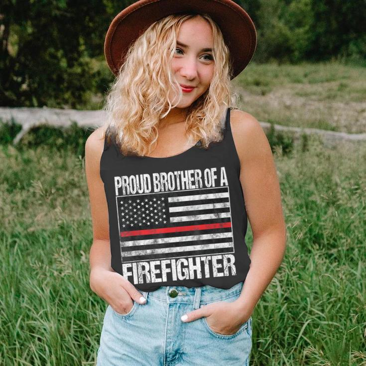 Red Line Flag Proud Brother Of A Firefighter Fireman Unisex Tank Top