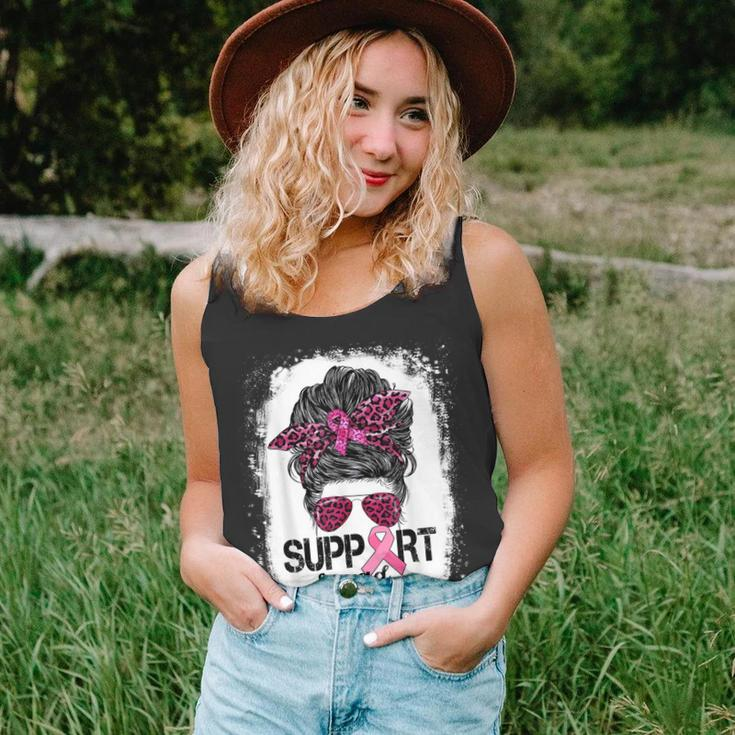 Support Squad Messy Bun Pink Warrior Breast Cancer Awareness V2 Tank Top
