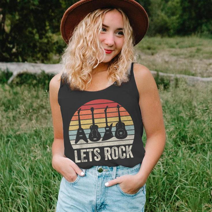 Vintage Retro Lets Rock Rock And Roll Guitar Music Unisex Tank Top