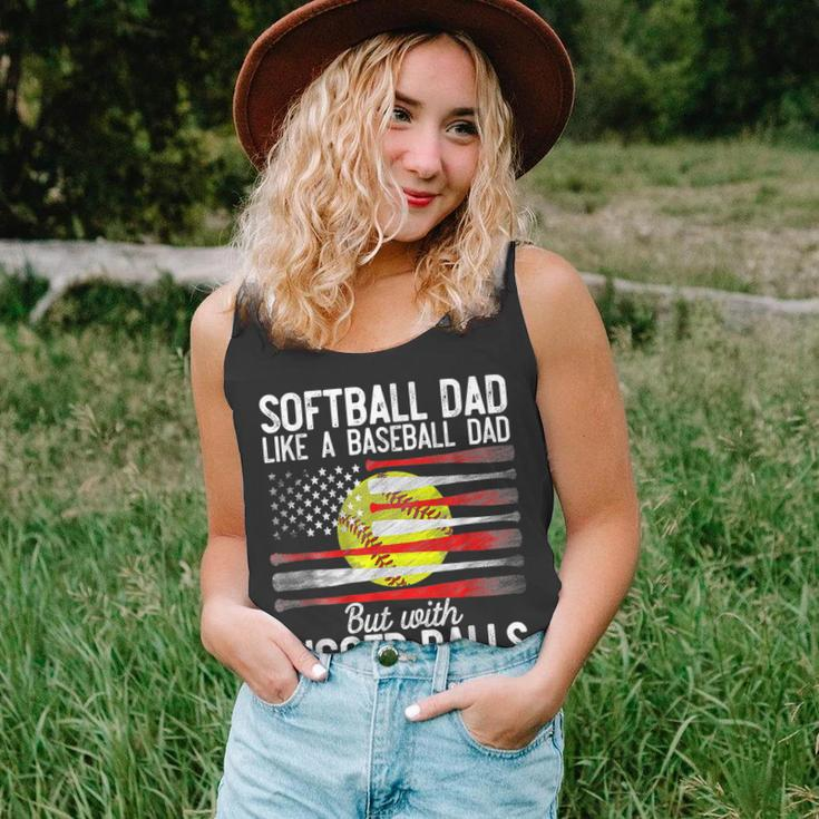 Vintage Softball Dad Like A Baseball Dad Us Flag Fathers Day Unisex Tank Top