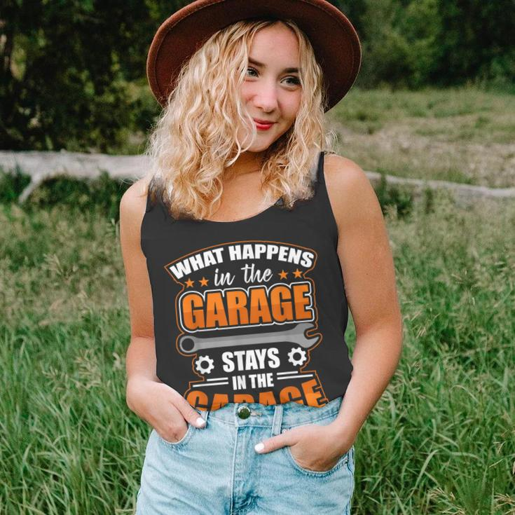 What Happens In The Garage Stays In The Garage V2 Unisex Tank Top