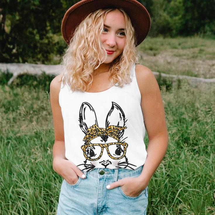 Funny Cute Bunny Wearing Glasses Leopard Easter Day Unisex Tank Top