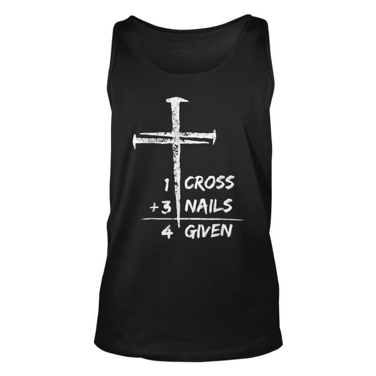 1 Cross 3 Nails Forgiven Christian Happy Easter Day  Unisex Tank Top