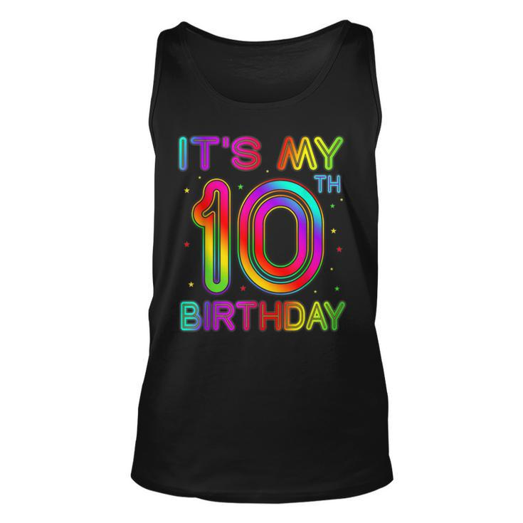 10 Year Old Birthday Glow Party 80S Its My 10Th  Unisex Tank Top