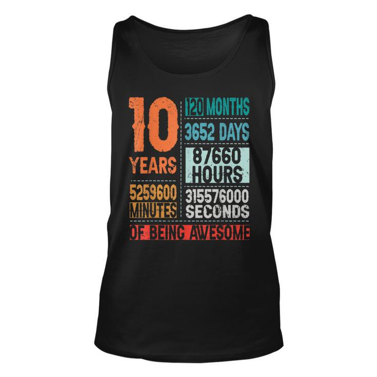 10 Years 120 Months Of Being Awesome 10Th Birthday Countdown  Unisex Tank Top