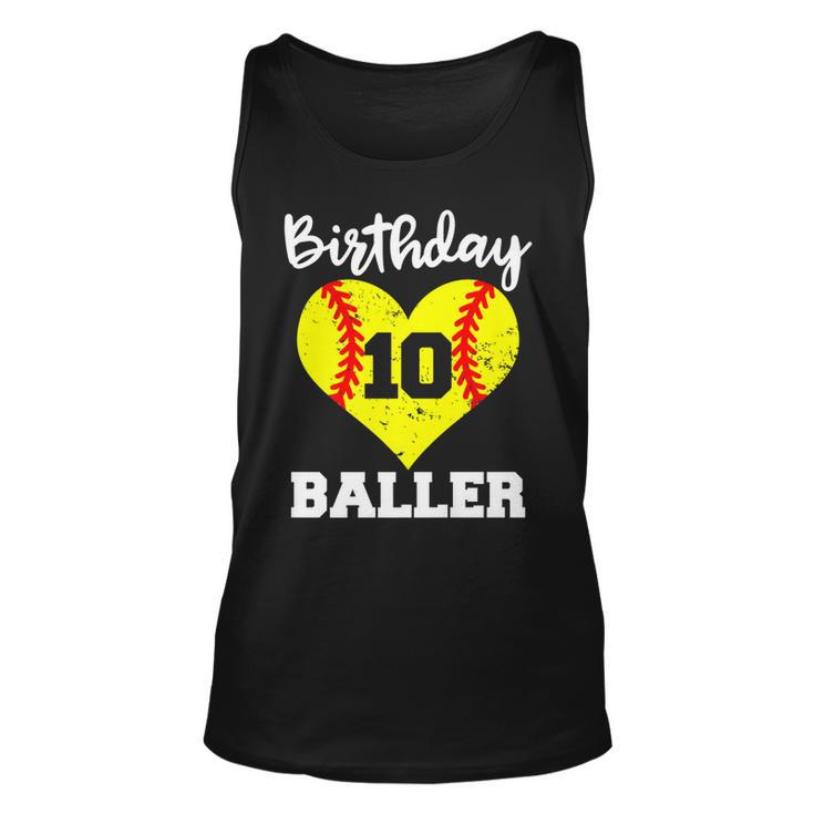 10Th Birthday Baller Funny 10 Year Old Softball   Unisex Tank Top