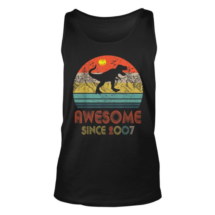 16 Year Old Gift Dinosaur Awesome Since 2007 16Th Birthday  Unisex Tank Top