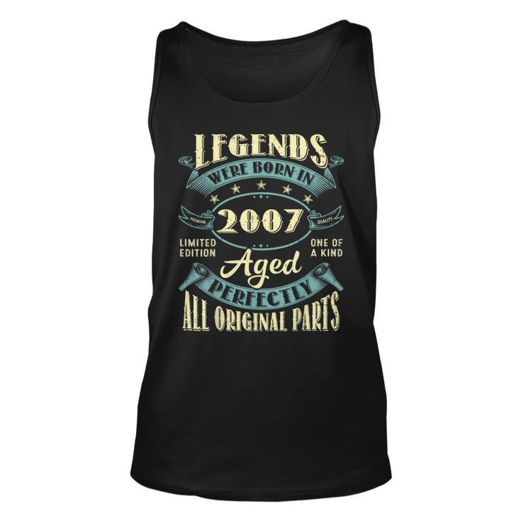 16Th Birthday Vintage Legends Born In 2007 16 Year Old Tank Top