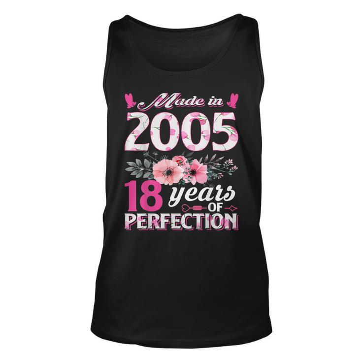 18 Years Old Gifts Made In 2005 Floral 18Th Birthday Women  Unisex Tank Top