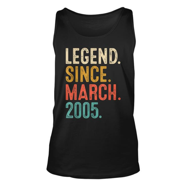 18 Years Old Vintage Legend Since March 2005 18Th Birthday  Unisex Tank Top