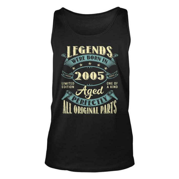 18Th Birthday Vintage Legends Born In 2005 18 Year Old Tank Top