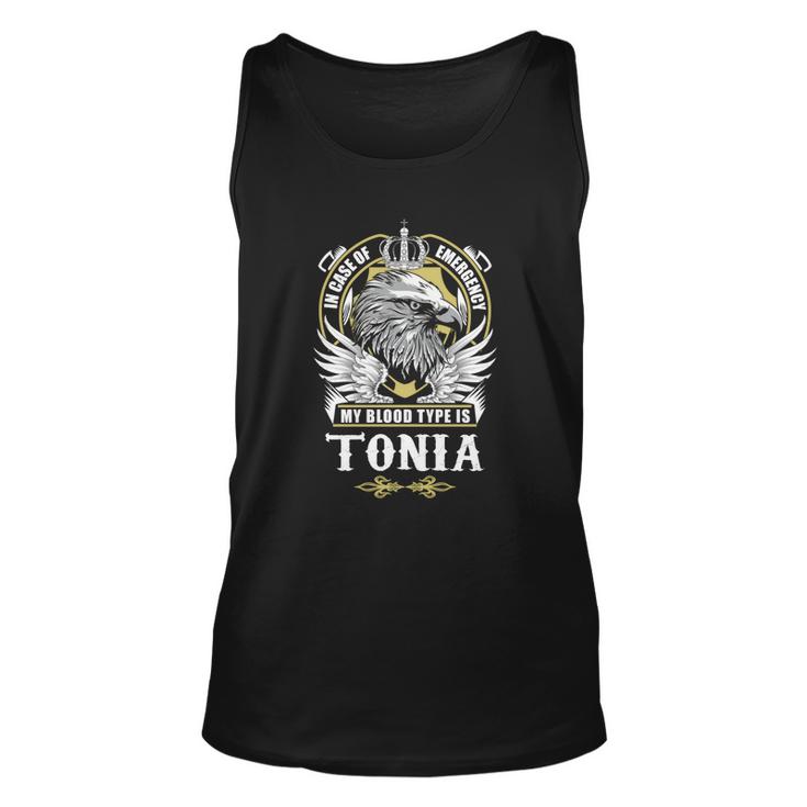 Tonia Name  - In Case Of Emergency My Blood Unisex Tank Top