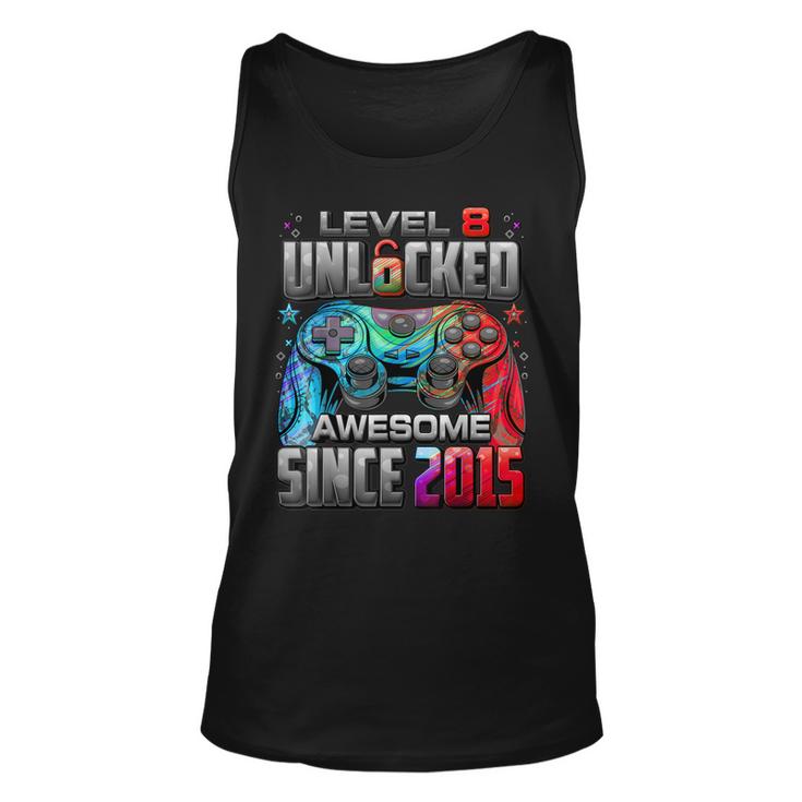Level 8 Unlocked Awesome Since 2015 8Th Birthday Gaming  V12 Unisex Tank Top