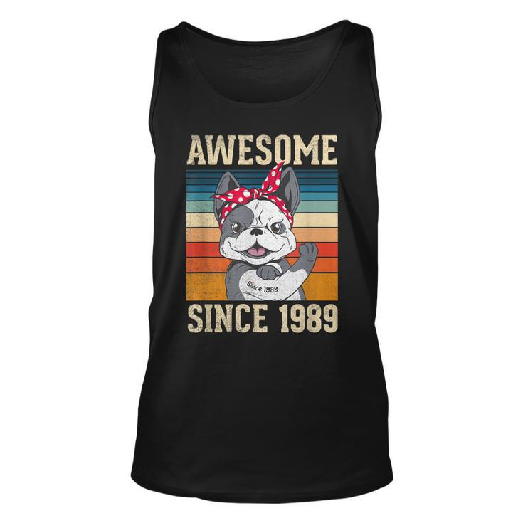 34 Year Old Awesome Since 1989 34Th Birthday Gift Dog Girl  Unisex Tank Top