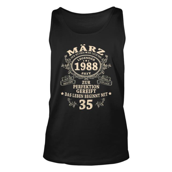 35 Geburtstag Geschenk Mann Mythos Legende März 1988 Tank Top