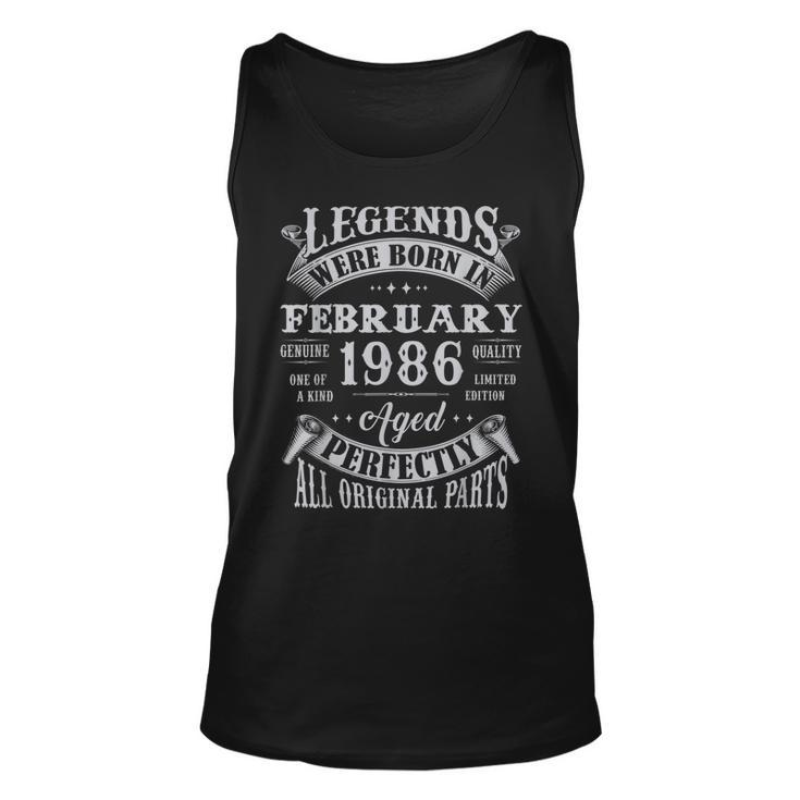 37 Years Old Gifts Legends Born In February 1986 37Th Bday  Unisex Tank Top