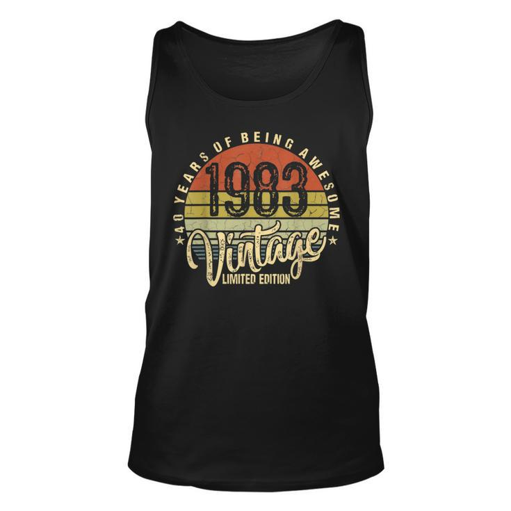 40 Year Of Being Awesome Since 1983 40Th Birthday Vintage  Unisex Tank Top