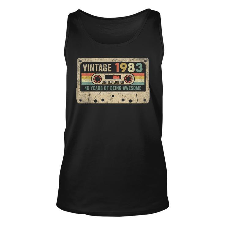 40Th Birthday 40 Years Old Vintage 1983 Cassette Tape 80S  Unisex Tank Top