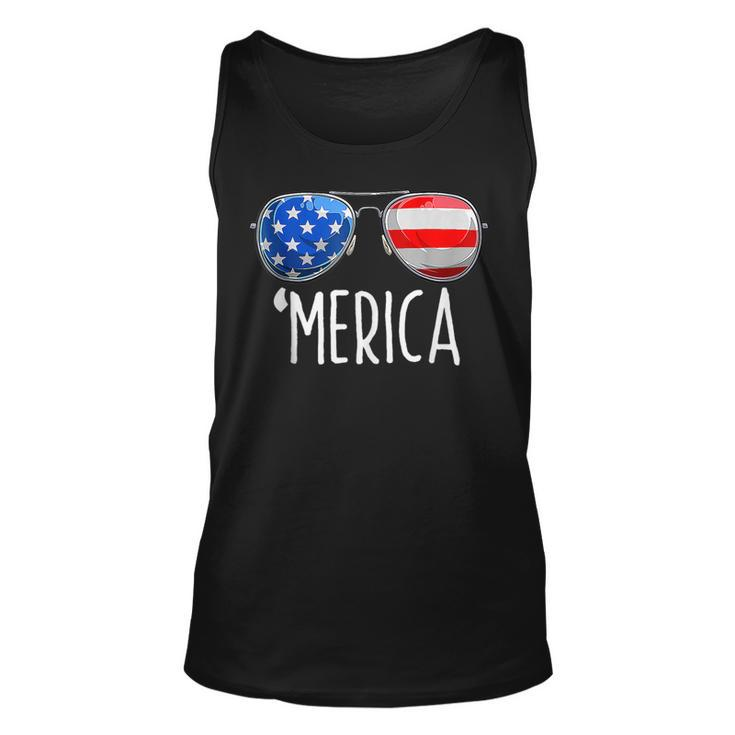 4Th Of July Merica Sunglasses All America Usa Flag  Unisex Tank Top