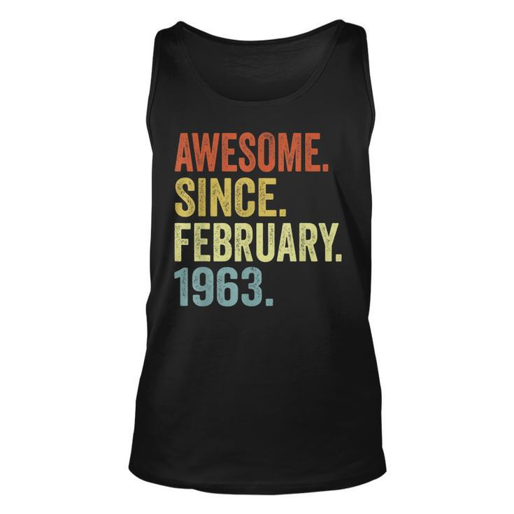 60 Year Old Gifts Vintage Retro February 1963 60Th Birthday  Unisex Tank Top