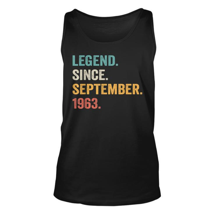 60 Years Old Gifts Legend Since September 1963 60Th Bday Men  Unisex Tank Top