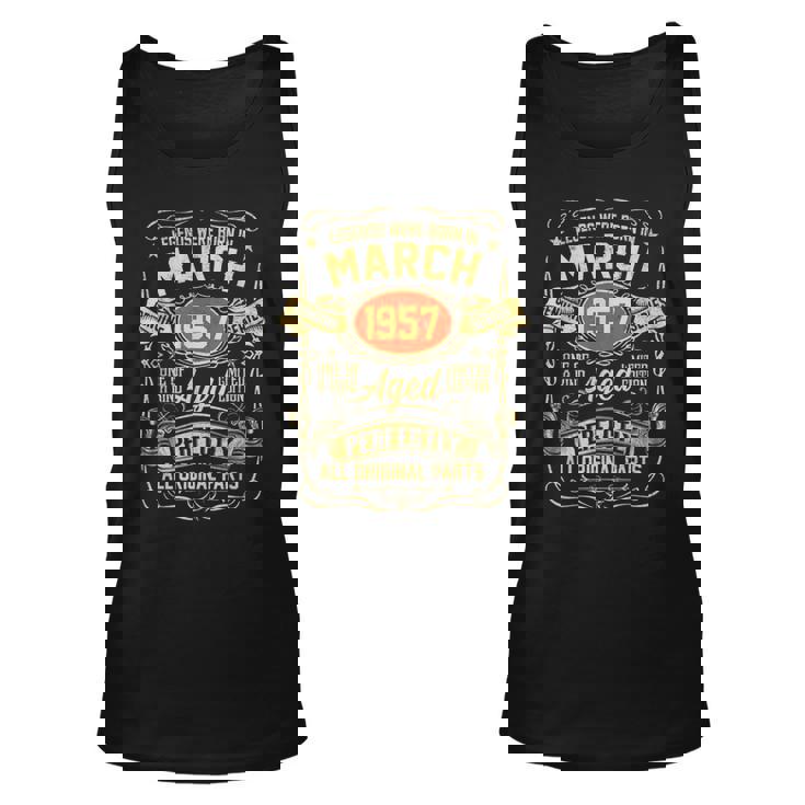 66Th Birthday Gift 66 Years Old Legends Born March 1957 Unisex Tank Top