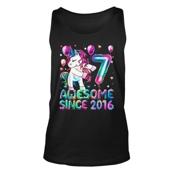 7 Years Old Unicorn Flossing 7Th Birthday Girl Unicorn Party Tank Top