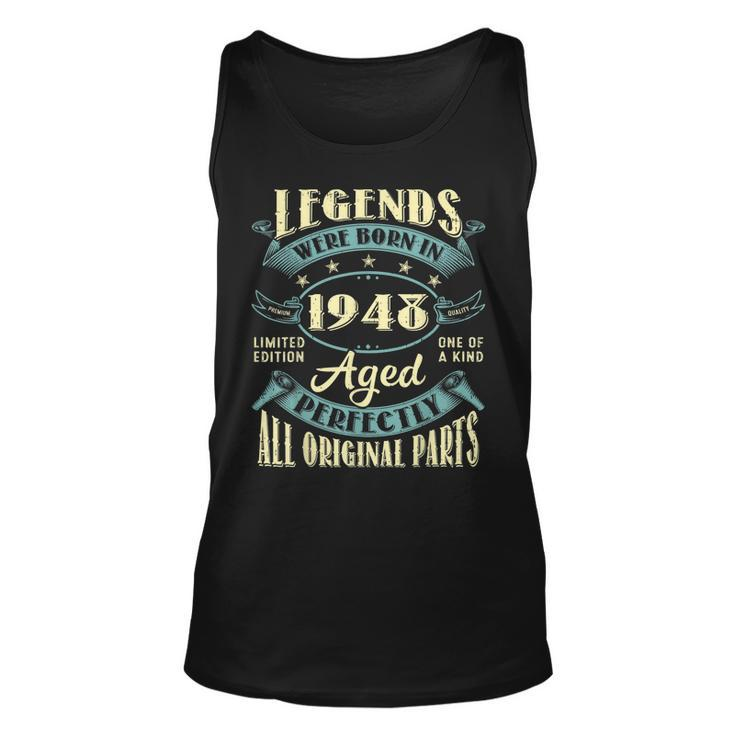 75Th Birthday Vintage Legends Born In 1948 75 Year Old Tank Top